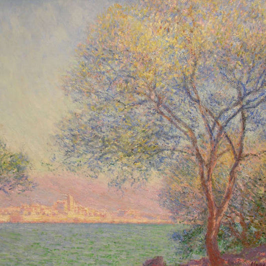 Paint by Claude Monet, sunrise, tree, see, Antibes,  by euthman is licensed under CC BY-SA 